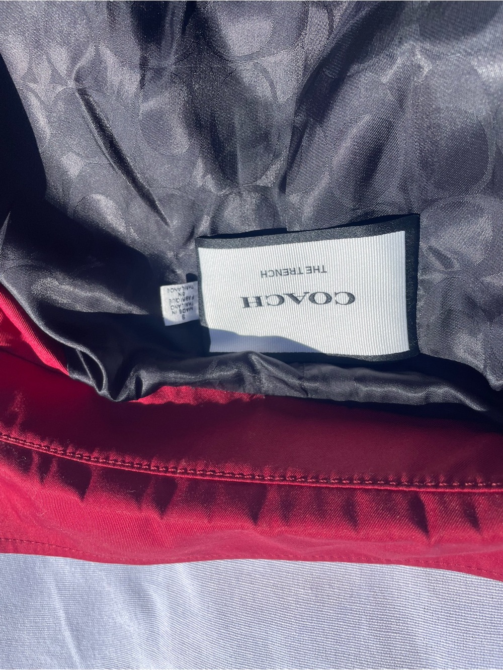 Coach Double-Breasted Crimson Trench Coat with Belt - Picture 12 of 16